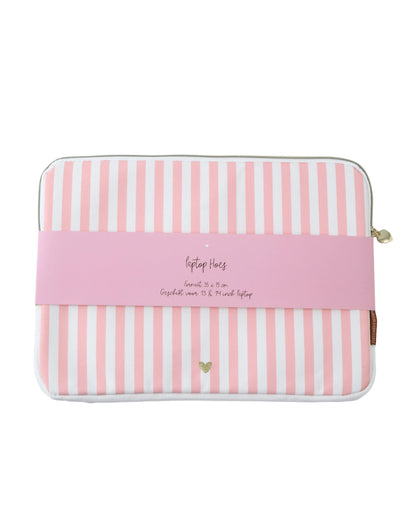 Laptop hoes - Computer sleeve - Pink Stripes - Roze Streep - Stationery &amp; Gift 