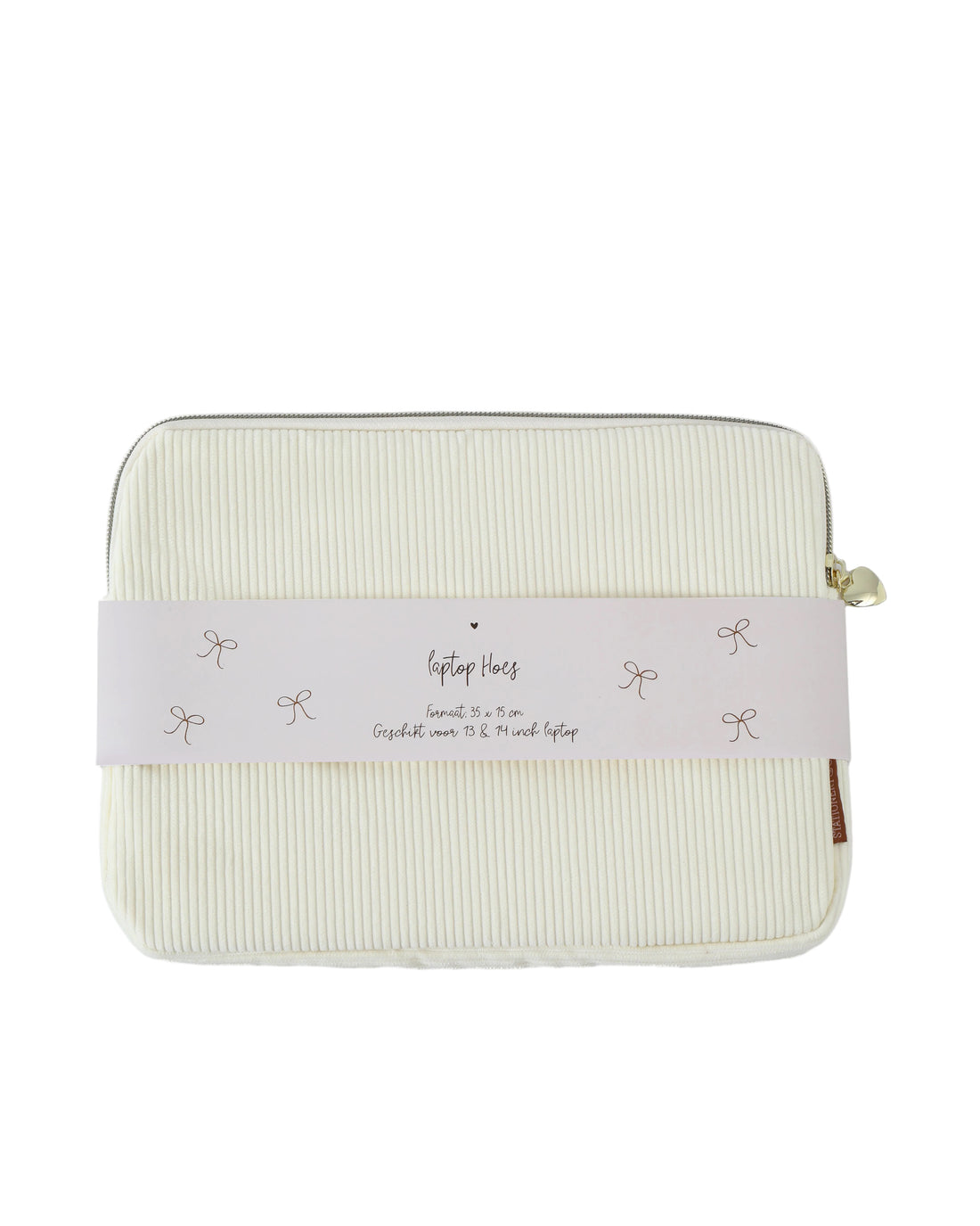 Laptophoes Vanille Rib | Laptop Sleeve ecru off white ribstof | Stationery & Gift