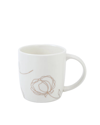 Mok wit met goudfolie bloem pioen roos - Stationery &amp; Gift