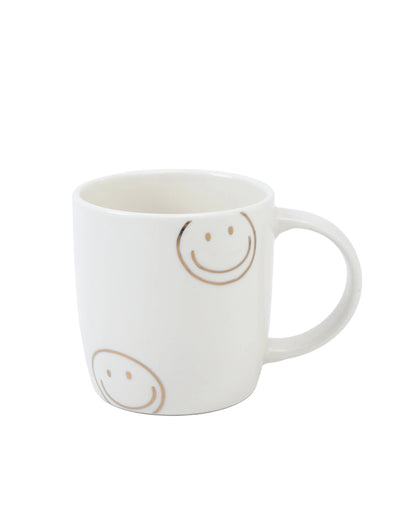 Mok wit met goudfolie smiley - stationery &amp; Gift