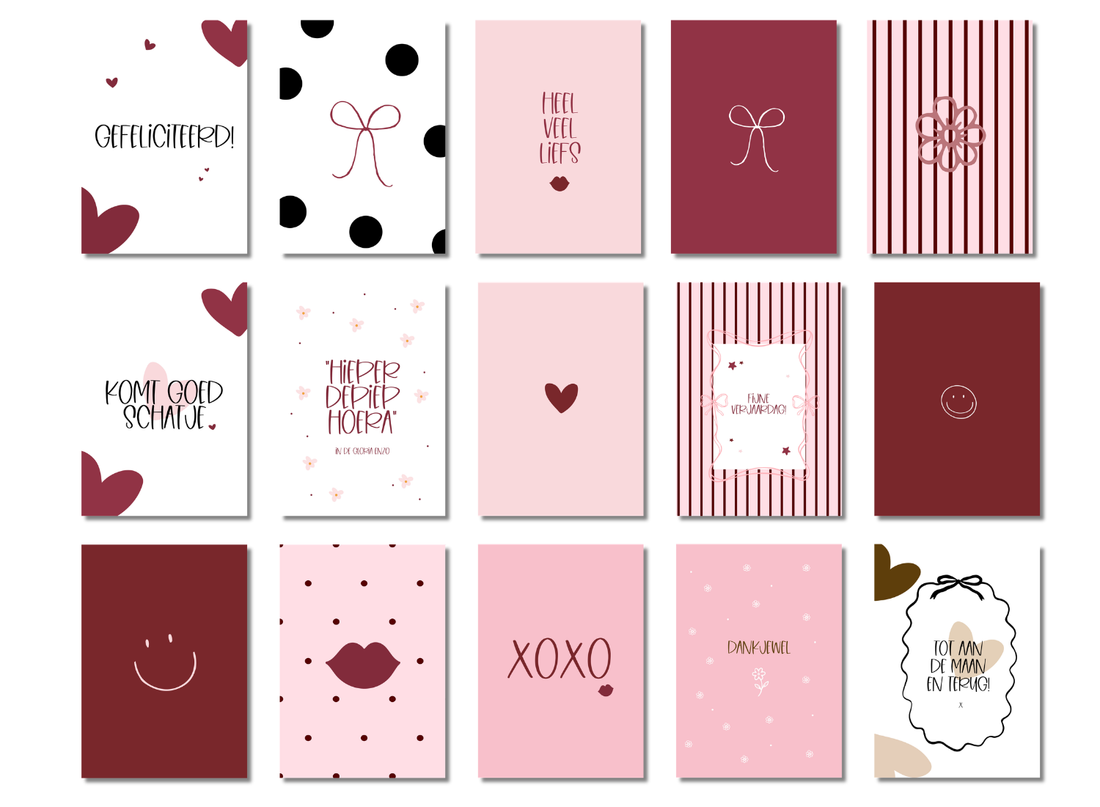 Wenskaarten Set | 15 stuks