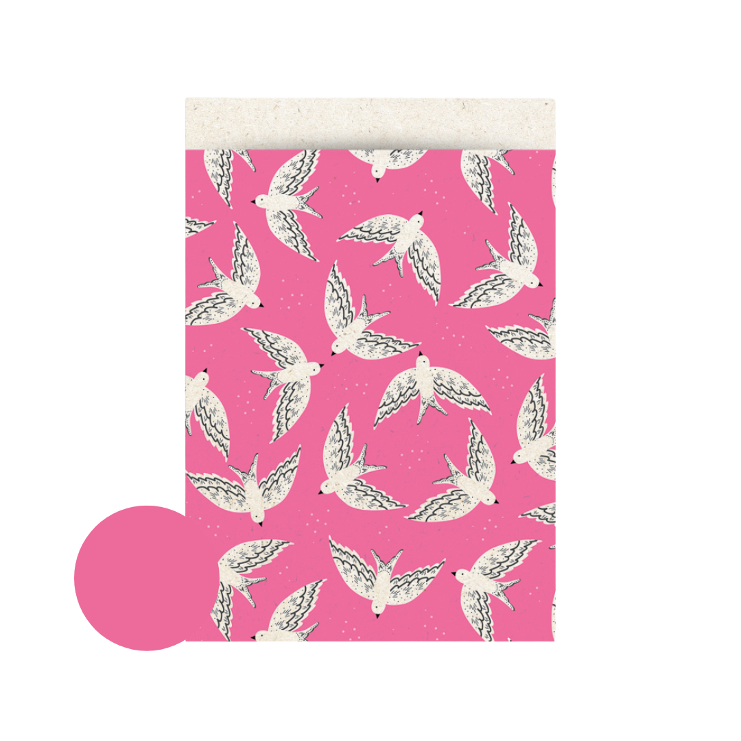 5 x Cadeauzakjes | Pink Flamingo   | Medium