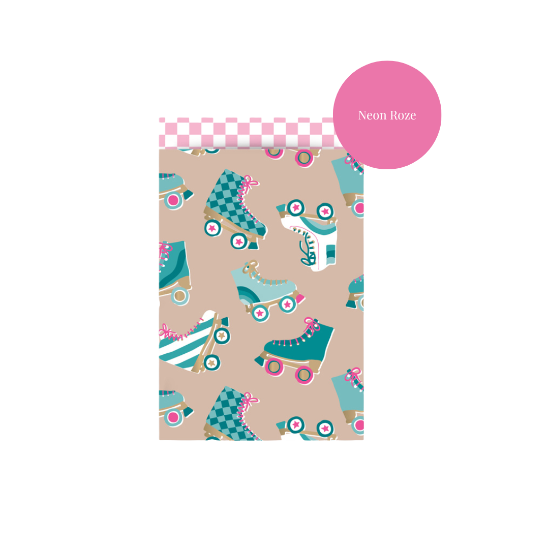 5 x Gift Bags | Roller Skates Pink &amp;amp; Mint | Small