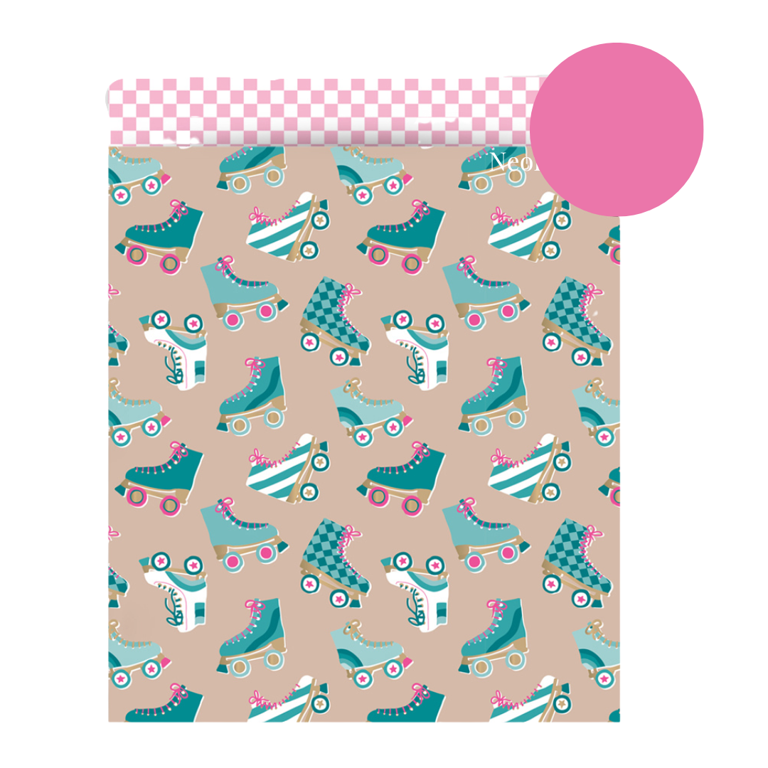 5 x Gift Bags | Roller skates Pink &amp;amp; Mint | Large