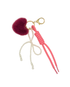 Sleutelhanger Bagcharm Burgundy Hartje Parel Klosje Roze - Stationery & Gift 