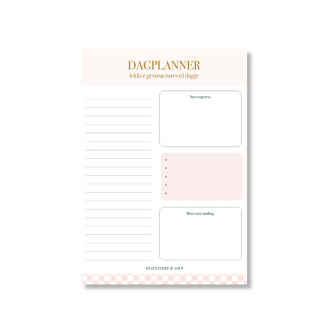 Day planner | Nice structured day | Pink