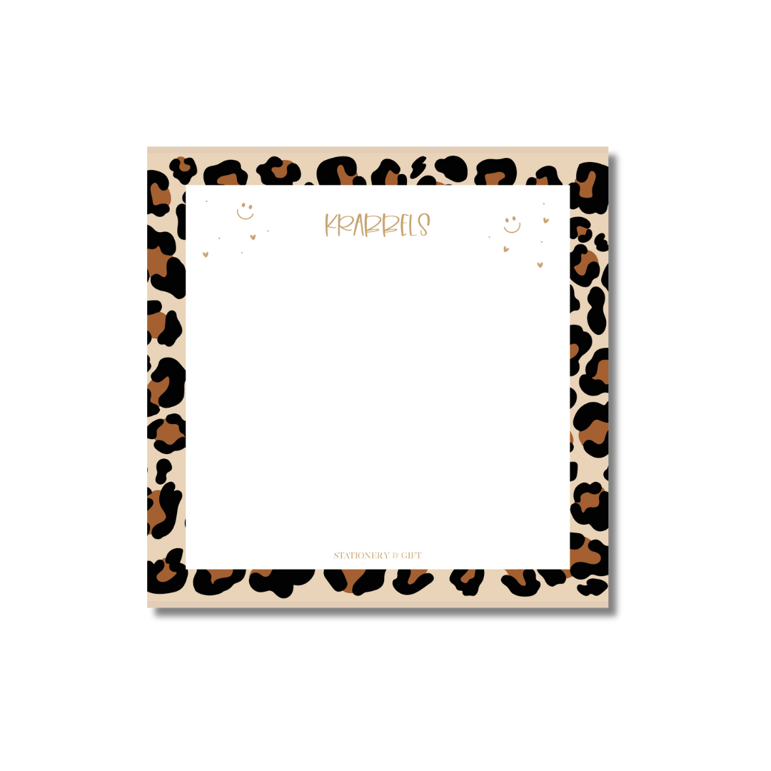 Notitieblok vierkant | Krabbels Leopard