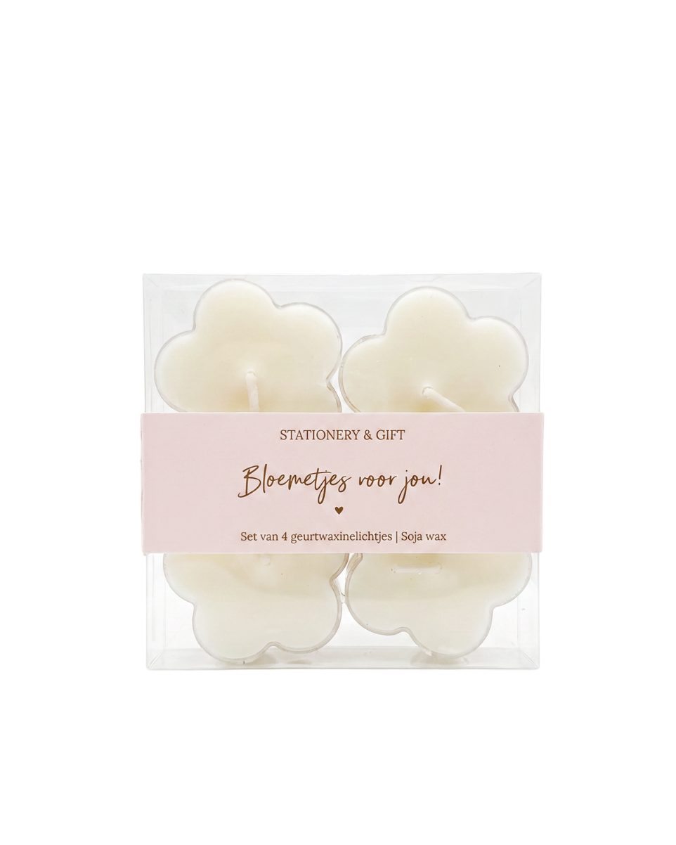 Waxinebloemetjes Waxine Lichtje Bloem Creme - Bloemetjes voor jou - Stationery &amp; Gift