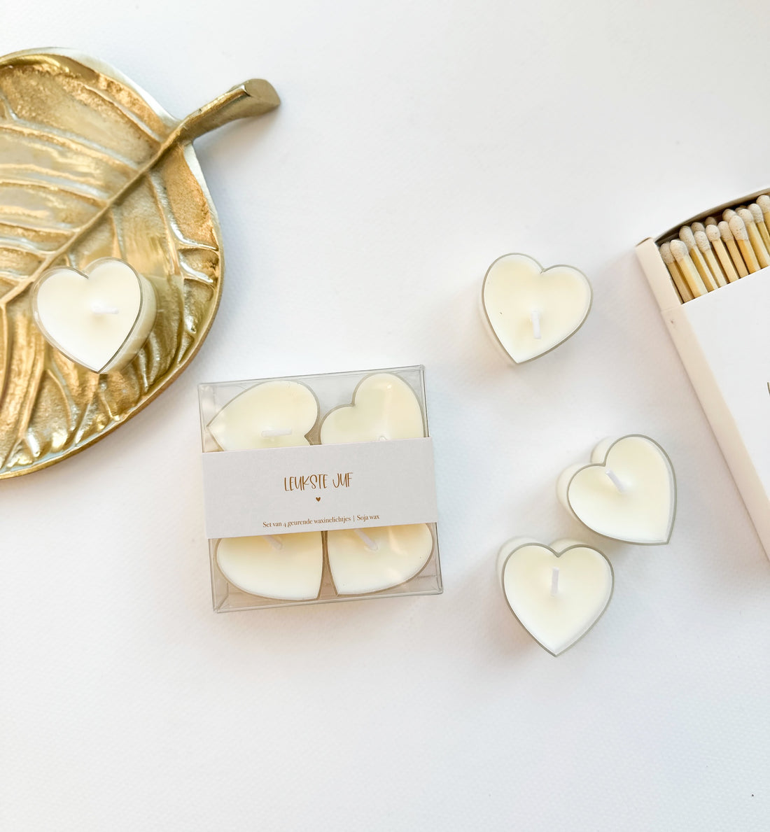 Waxinehartjes creme | De leukste juf