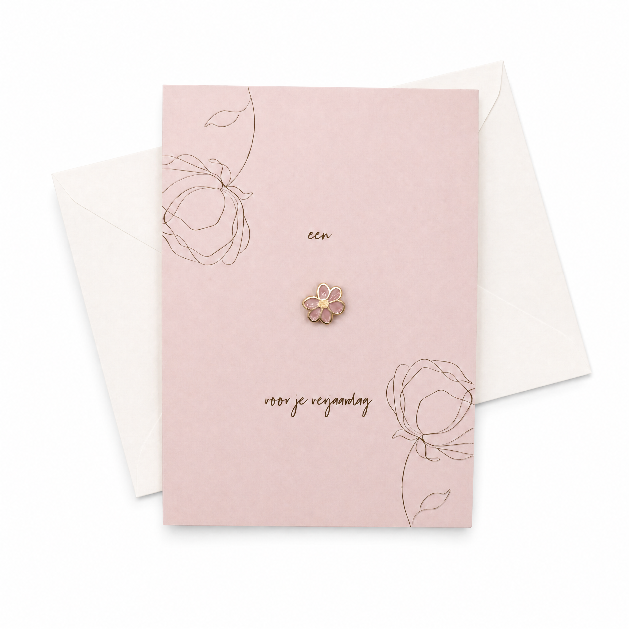 Wenskaart met Pin | Een bloemetje voor je verjaardag &amp; Roze Daisy