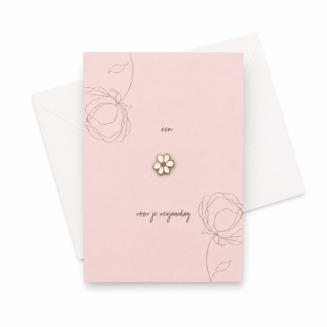 Wenskaart met Pin | Een bloemetje voor je verjaardag &amp; Witte Daisy