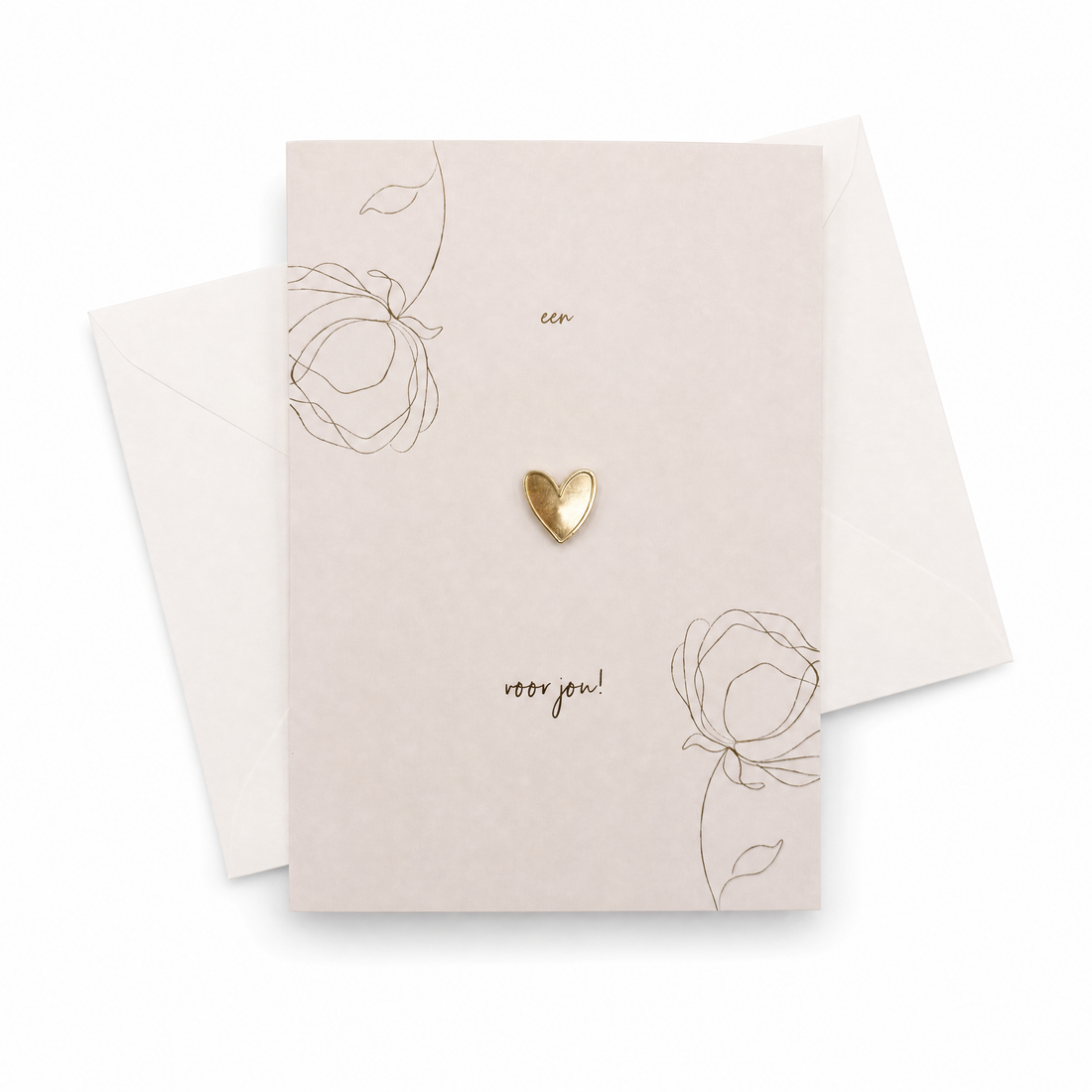 Wenskaart met Pin | Een hartje voor jou met gouden pin