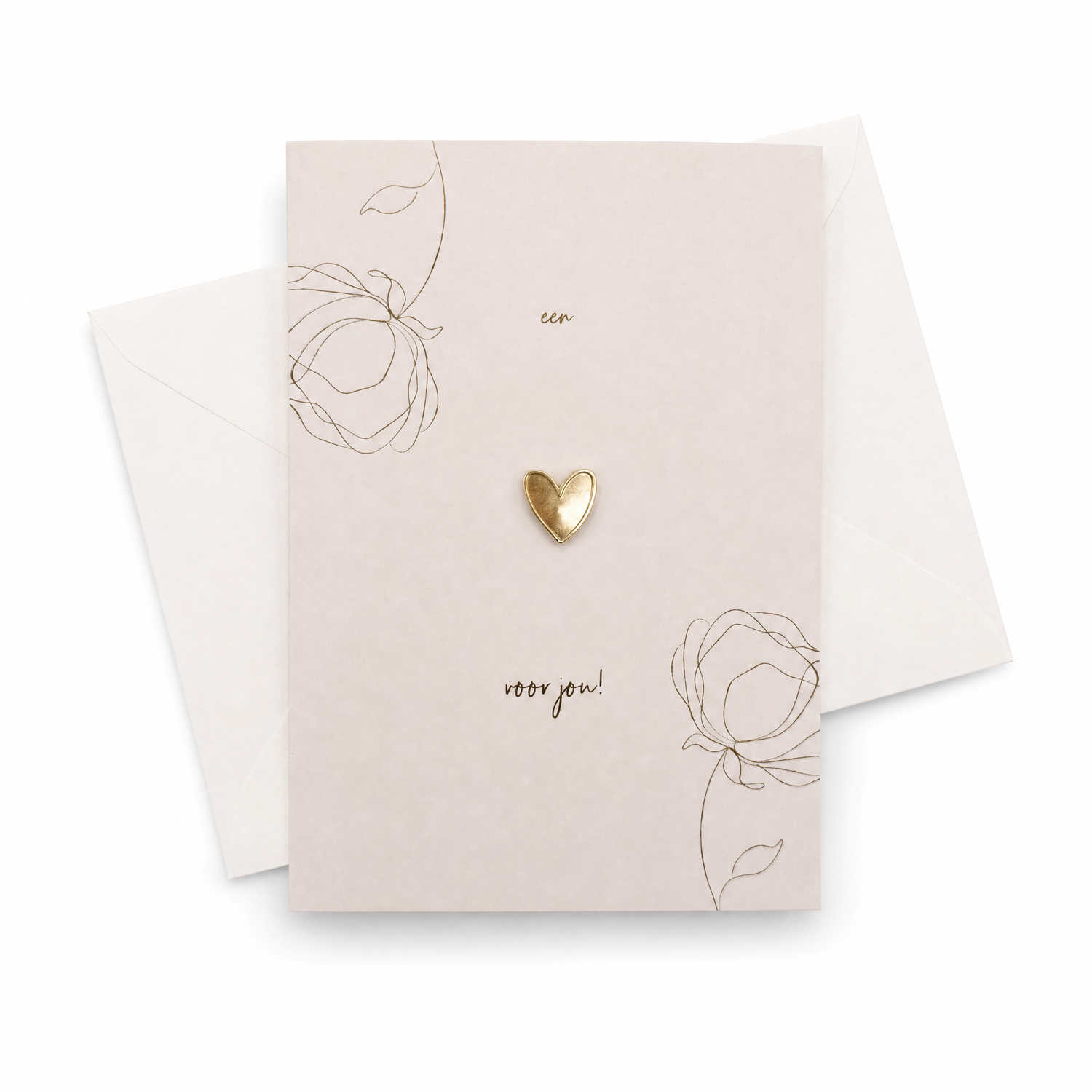 Wenskaart met Pin | Een hartje voor jou met gouden pin