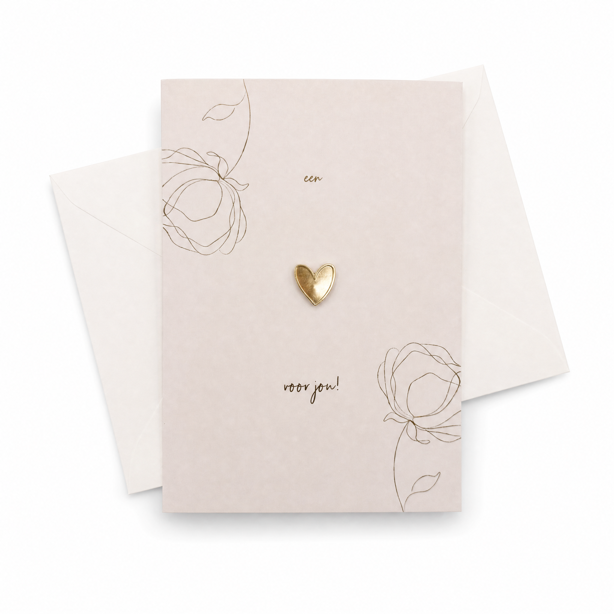 Wenskaart met Pin | Een hartje voor jou met gouden pin