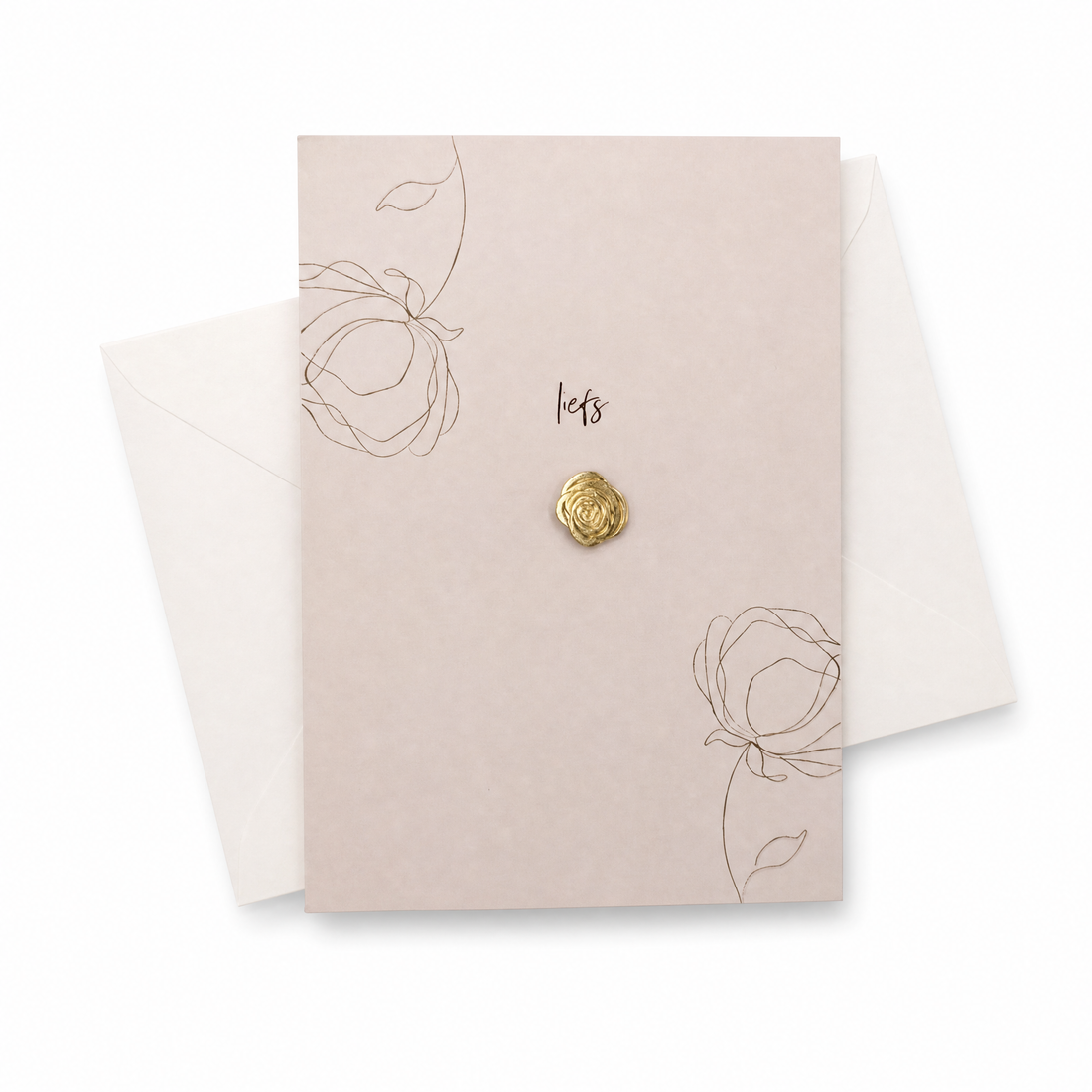 Wenskaart met Pin | Liefs Pioenroos