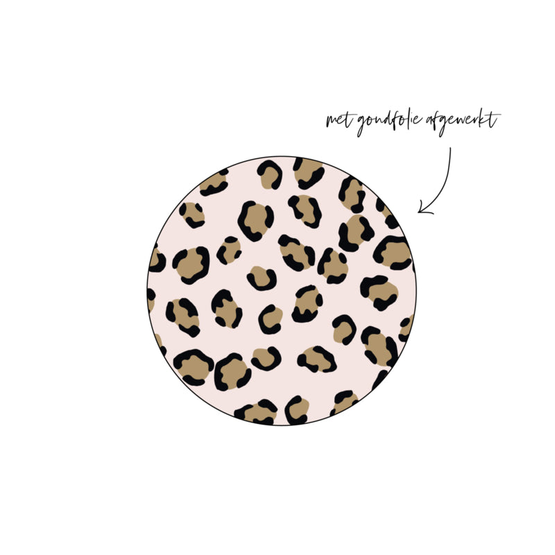 Stickers | Per 10 stuks | Pink Leopard &amp; goudfolie