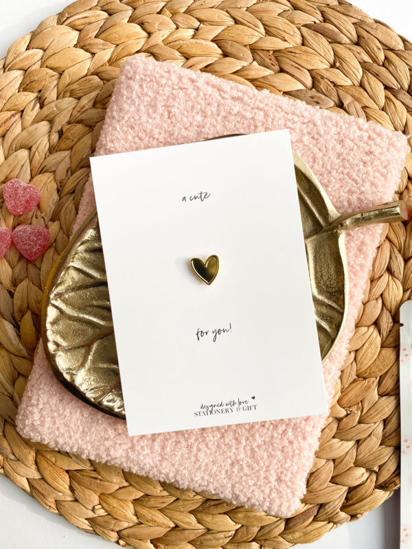 Greeting Card with Pin | a Cute Little Heart For you | With a small enamel pin | English