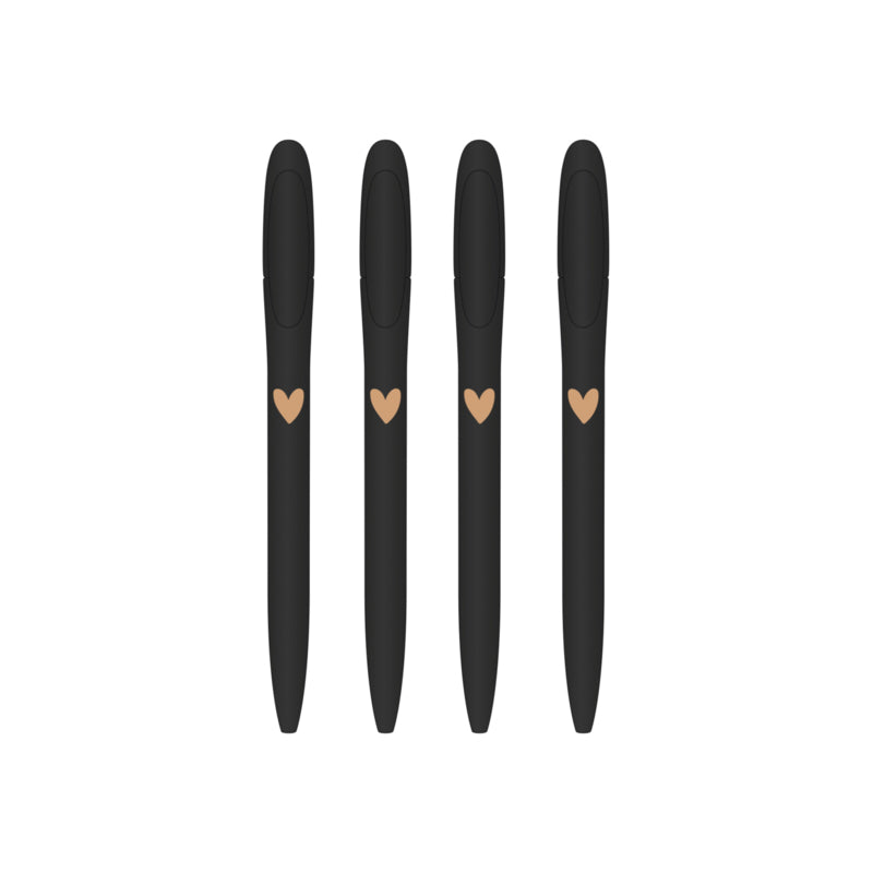 Pen | Black pen set with hearts