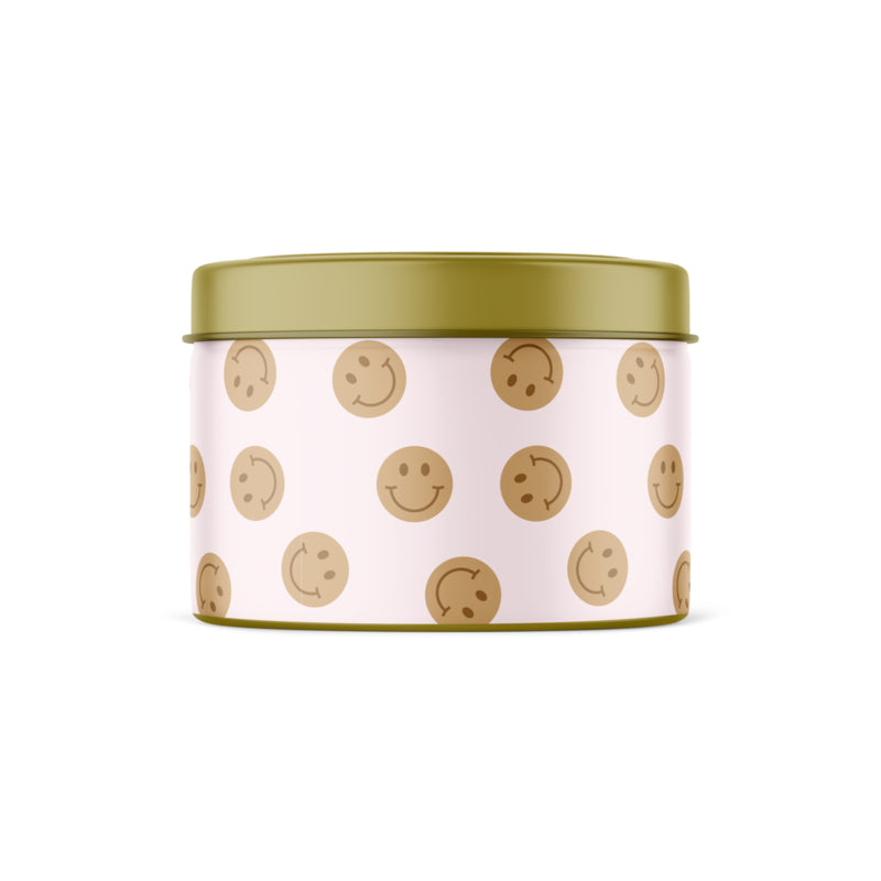 Scented candle in a tin | Happy Smile | Brown &amp;amp; Pink