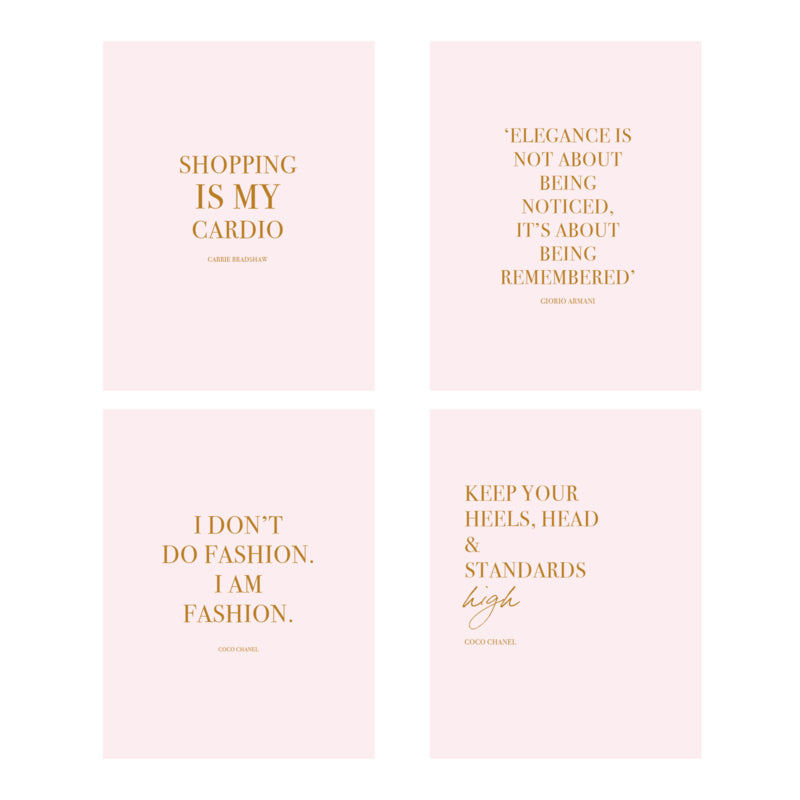 Fashion Quotes Kaarten Set  | 4 stuks