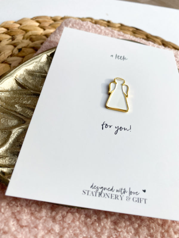 Greeting Card with Pin | a little Angel for you | with a white enamel pin | English
