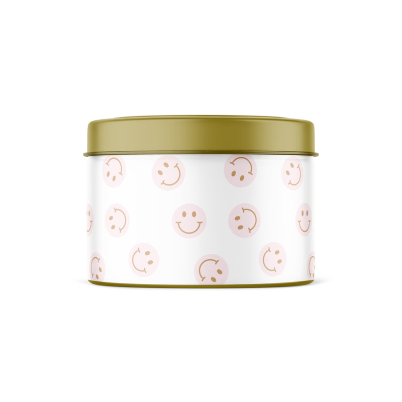 Scented candle in a tin | Happy Smile | Pink &amp;amp; White