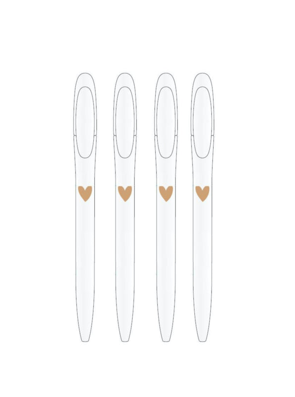 Pen | White pen set with hearts