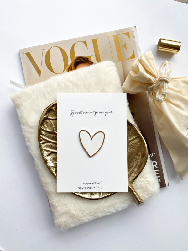 Greeting Card with Pin | You have a heart of gold | White (with kraft envelope!)