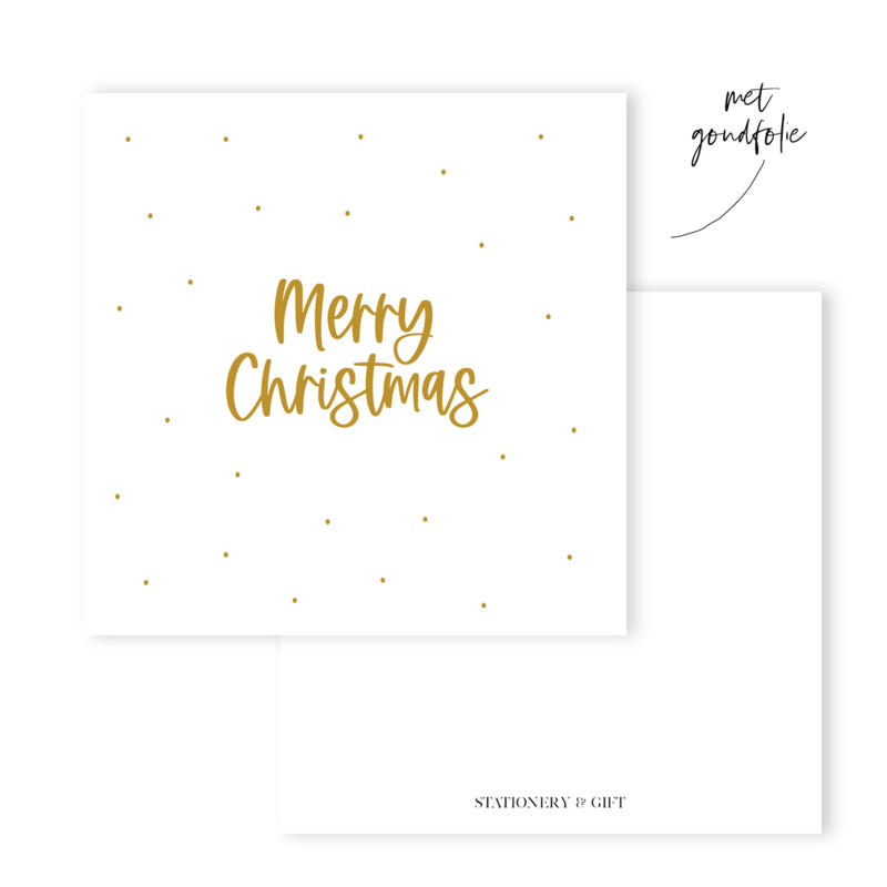 Merry Christmas met goudfolie | Vierkante kaart ( 15 x 15 cm ) met Envelop