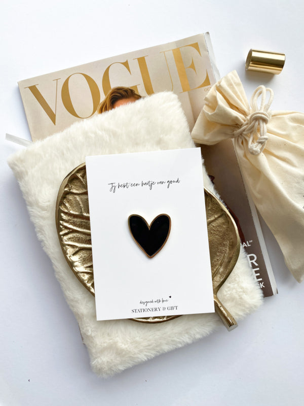Greeting Card with Pin | You have a heart of gold | Black (with kraft envelope!)